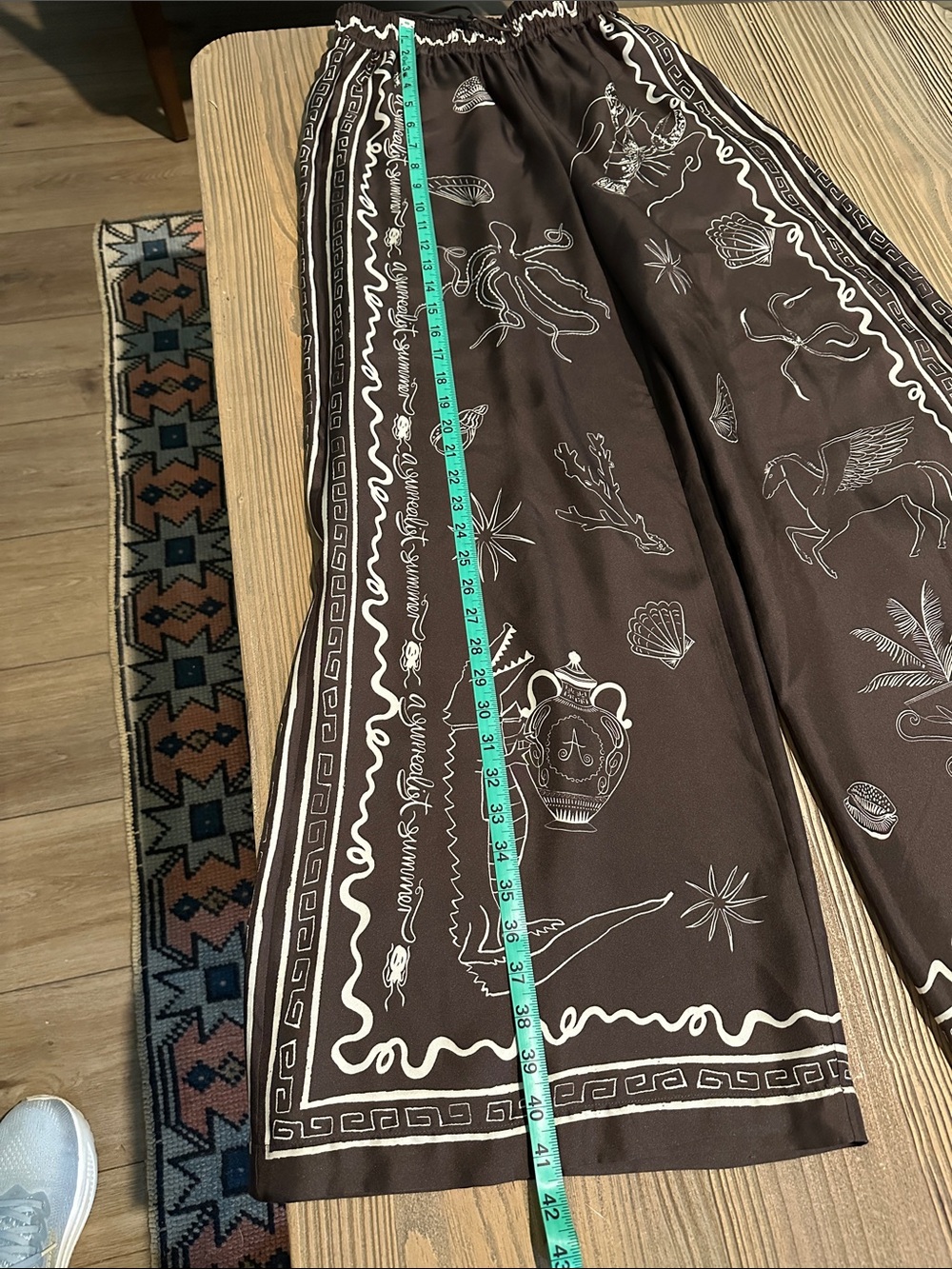 ALÉMAIS Brown Silk Printed Wide Leg Pants Size US 2 - Picture 11 of 14